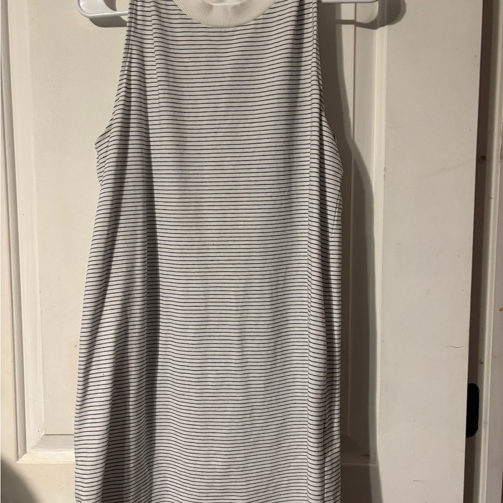 A New Day Blue and White Sleeveless Relaxed Tank Top